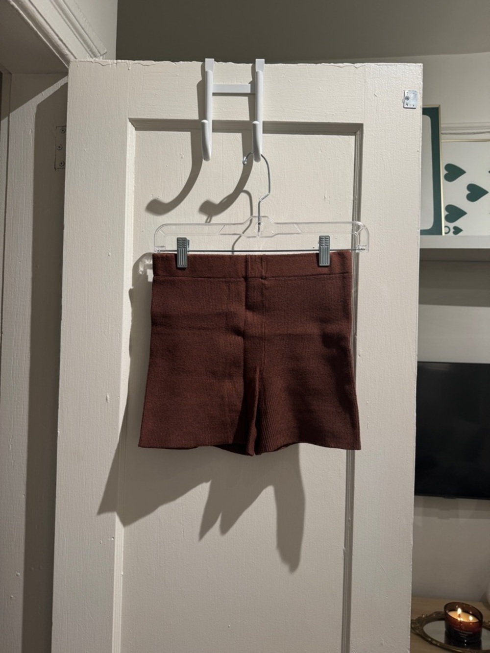 Princess Polly Women's Ribbed Knit High-Rise Shorts — Brown